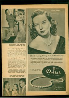 1947 Ad Deltah Simulated Pearls Necklace Diana Lynn