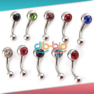 8mm Crystal Double Gem Ball Belly Button Navel Ring