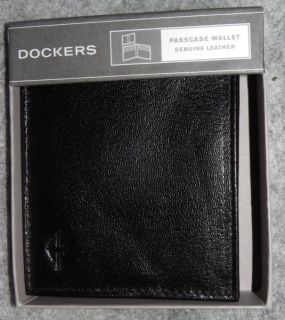 New Dockers Mens Genuine Black Leather Passcase Wallet
