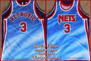 Drazen Petrovic New Jersey Nets Tie Dye Game Style 1990 1991 Jersey
