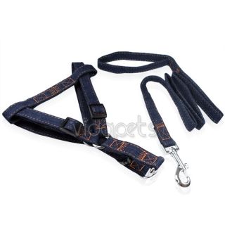 Jean Girth Dark Blue Nylon Comfort Dog Harness Collar Small Medium s M