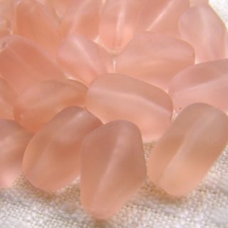 30 Czech Matte Large Transparent Peach Glass Beads 13 Mm