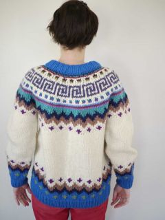 Sue Dille Handmade Wool Ecuador Chunky Cardigan Sweater