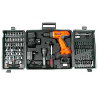 78 Piece 18 Volt Cordless Drill Kit w Carrying Case Bits Drivers More