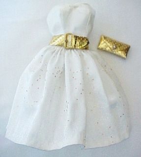 Vintage Barbie Party Date Dress Gold Dimple Belt Clutch