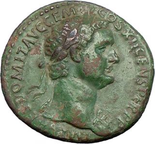 Domitian 92AD Large Authentic Ancient Roman Coin Virtus w Spear