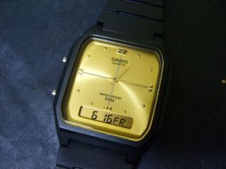  Design Casio Analog Digital Men Watch Dual Time Gold Face Watch