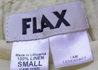 FLAX Lemon Yellow Linen Full Cropped Pants Capris Sm M   Wide Leg