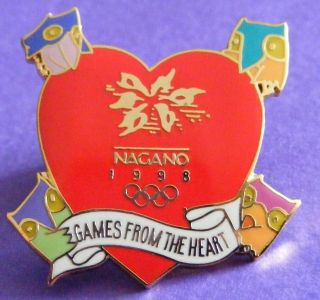 nagano japan 1998 winter olympic games olympic collectible logo pin