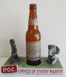  Chalk Plaster Beer Advertising Statue Donkey Elephant Bottle