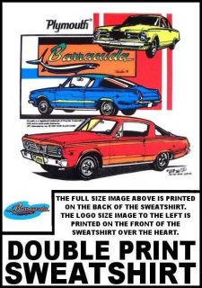 1964 1965 1966 Plymouth Barracuda Sweatshirt T Shirt DS