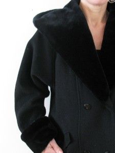 donnybrook usa black wool faux fur hooded coat jacket 10