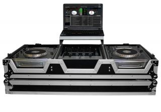 DJ Coffin Case Holds 2 Large Format CD w Sliding Laptop Shelf XS CDM10