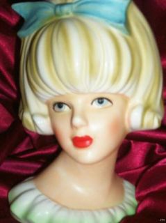 Lovely Large Inarco Doris Day Lady Head Vase Bust RARE Bow Doll