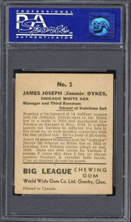 1936 World Wide 1 Jimmy Dykes PSA 6