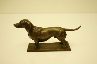 Bronze Dachshund or Dotson Dog Sculpture by Martin A R Meyer Pyritz
