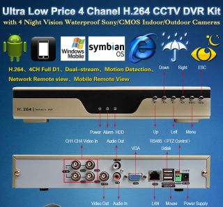 Standalone 4CH Video Surveillance CCTV DVR Video Recorder Security