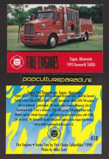  General Response Fire Truck Engine Card Eagan Minnesota MN
