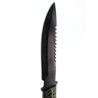11 Full Tang Hunting Survival Knife Black Saw Spine w Fire Starter