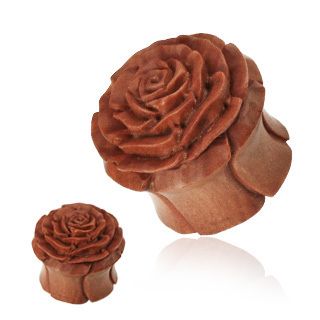 Carved Rose Wood Ear Plugs Tunnels Earlets Body Jewelry