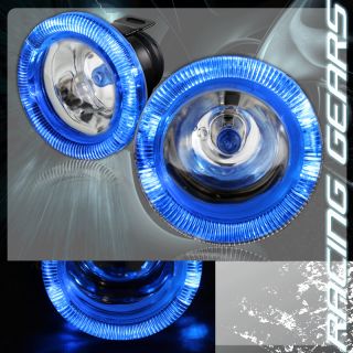  Blue Halo Chrome Reflector Driving Fog Lights Lamps+Relay+Switch+Bulbs