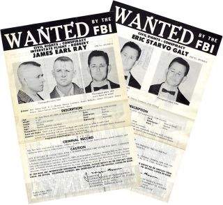  Martin Luther King Assassin James Earl Ray FBI Wanted Posters