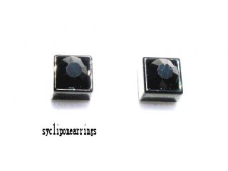  Clear Square Diamonte Clip on Magnetic Earrings Lady MenS