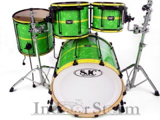 SJC Drums 4pc Custom Maple Drum Set Lime Green Pearl