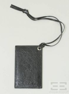  Distressed Grey Leather Silver Trim Pompon Drawstring Shoulder Bag