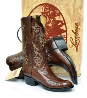 New Lucchese Classics Ostrich Quill Mens Cowboy Boots E2020 $1195 Made