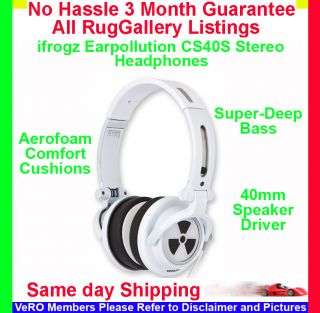 ifrogz Earpollution CS40S Stereo Headphones White for iPod iPhone 