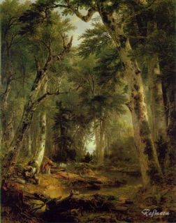 Asher Brown Durand in The Woods Oil Painting Repro