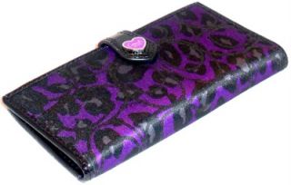 Coach 48087 Purple Leopard Ocelot Daisy Multi Card Case Wallet Same