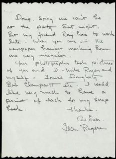 Jean Rogers Vintage 1978 Original Signed Handwritten Letter ALS