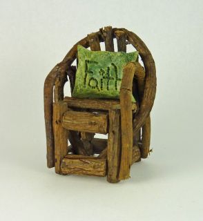 Dollhouse Miniature Fairy Garden Vine Chair w Resin Pillow FAITH