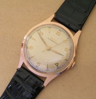 Doxa 14 Karat Solid Gold 585 Vintage Swiss Gents Wrist Watch 1950s