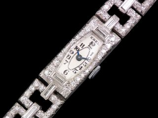 Stunning Ebel Art Deco Platinum Diamond Ladies Vintage Watch C1930s