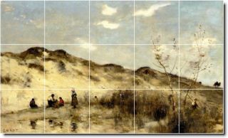 dune at dunkirk by jean corot 18x30 inch ceramic tile mural using 15