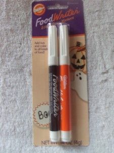  Halloween Food Writer Edible Color Markers Black Orange New