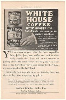 1908 Dwinell Wright Co White House Coffee Cans Print Ad