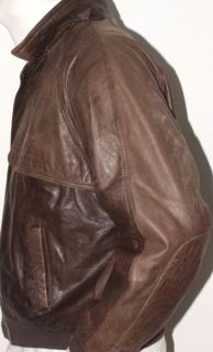 Vintage Mens Durkees Express® Leather Bomber Jacket Flight Brown