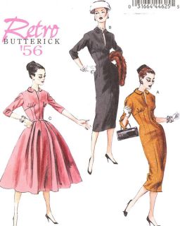 50s Style Dress Pattern 1956 Retro Butterick 5813 Repro Sz 6 22 New