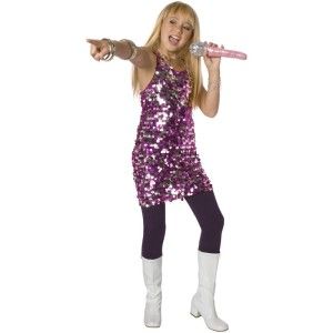 Pink Silver Sequin Child Pop Star Girls Costume Hannah Montana