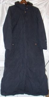 Eddie Bauer Long Down Winter Trench Coat Overcoat Black Womens Small