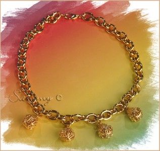 Edgar Berebi 4 Gold Filigree Egg Charm Chain Necklace