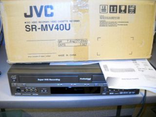 JVC SR MV40u DVD VHS VCR Video Cassette Combo Twin Tuner Recorder