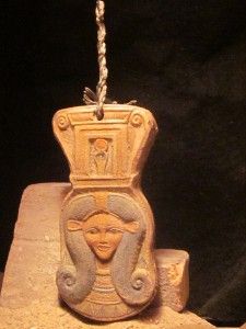 Egyptian Art Hathor Goddess of Love Hanging Amulet Sistrum Form Spiral