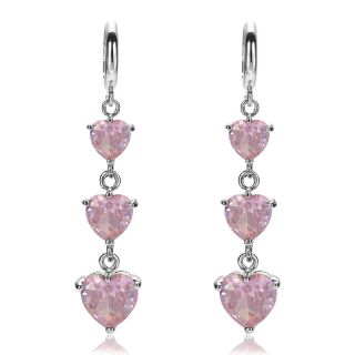  Huggie Cuff Pink Sapphire Gold GP Earrings Ear Ring 1173pin