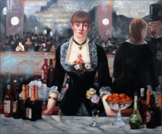 Hand Painted Oil Painting Repro Edouard Manet Bar at The Folies