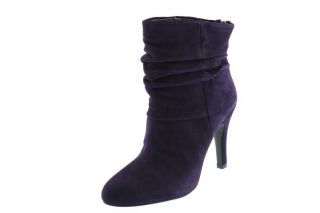  Purple Suede Ruched Booties Ankle Boots Heels Shoes 5 5 BHFO